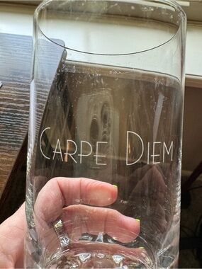 Carpe Diem Etched Highball Glass Tumbler 8"